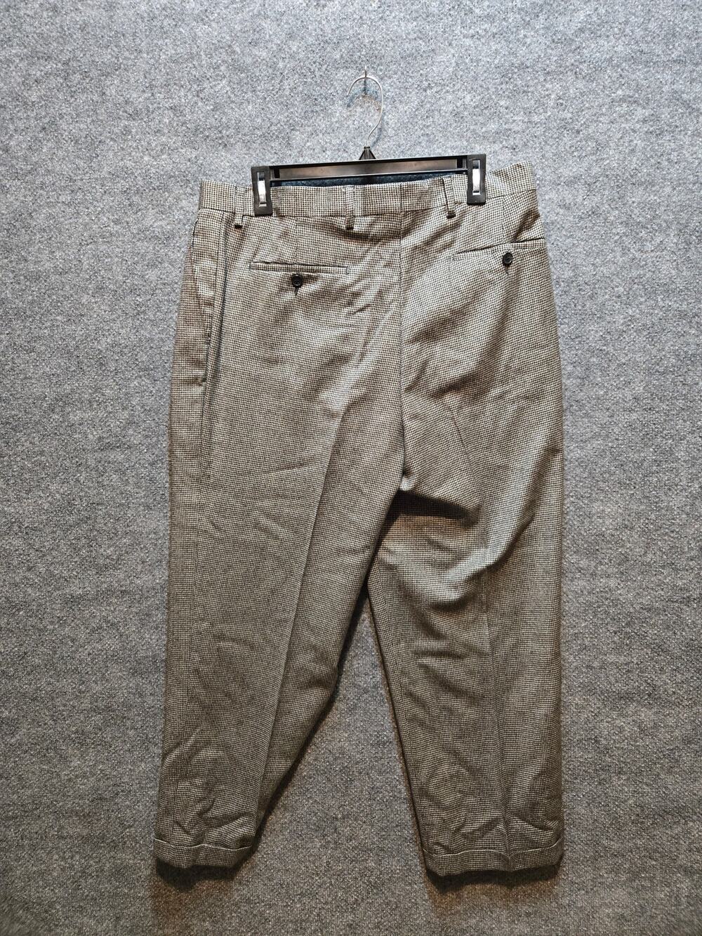 Vintage Bachrach Made in Italy Wool Houndstooth Dress Pants Pleated  32 x29